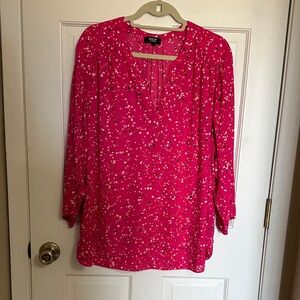 NYDJ Pink Blouse with White Dots